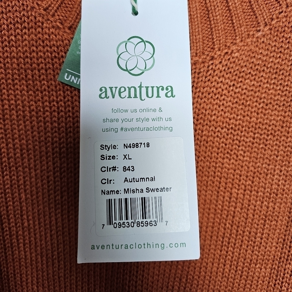 Aventura Clothing Misha Sweater Orange Embroidered Floral Merino Wool XL - Picture 12 of 16